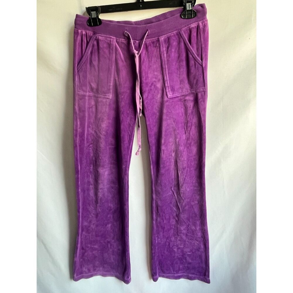 Cielo Classic Y2K Purple Velour Straight Leg Pull On Lounge Pants Size M/L Ankle